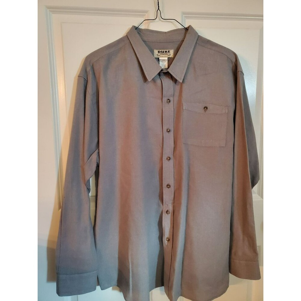 Duke Haband Dress shirt Men's Size XL Button up w/pockets and long sleeves Gray